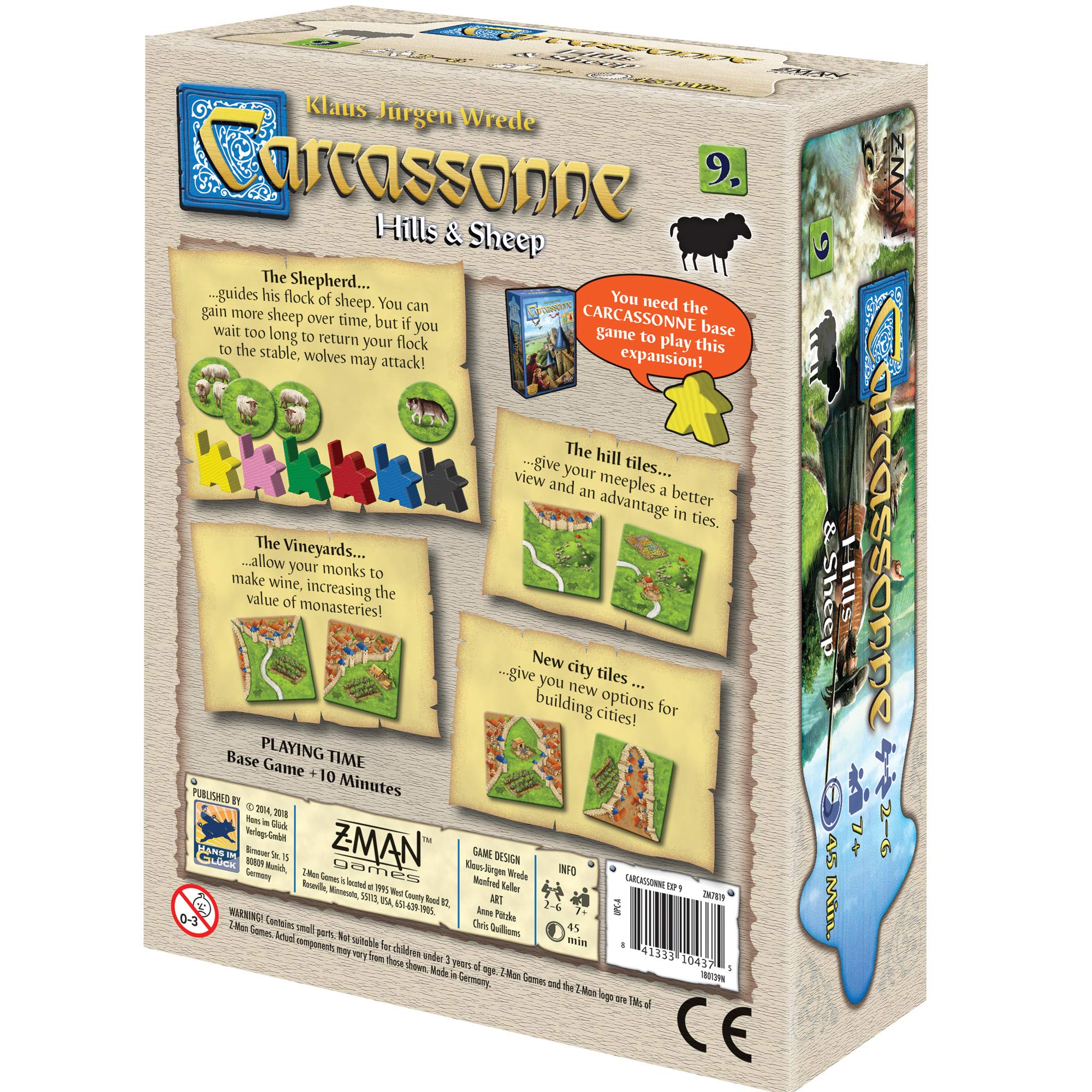 Carcassonne Hills & Sheeps Board Game Expansion 9 | Family Board Game | Board Game for Adults and Family | Strategy Board Game | Medieval Adventure Board Game | 2-6 Players | Made by Z-Man Games