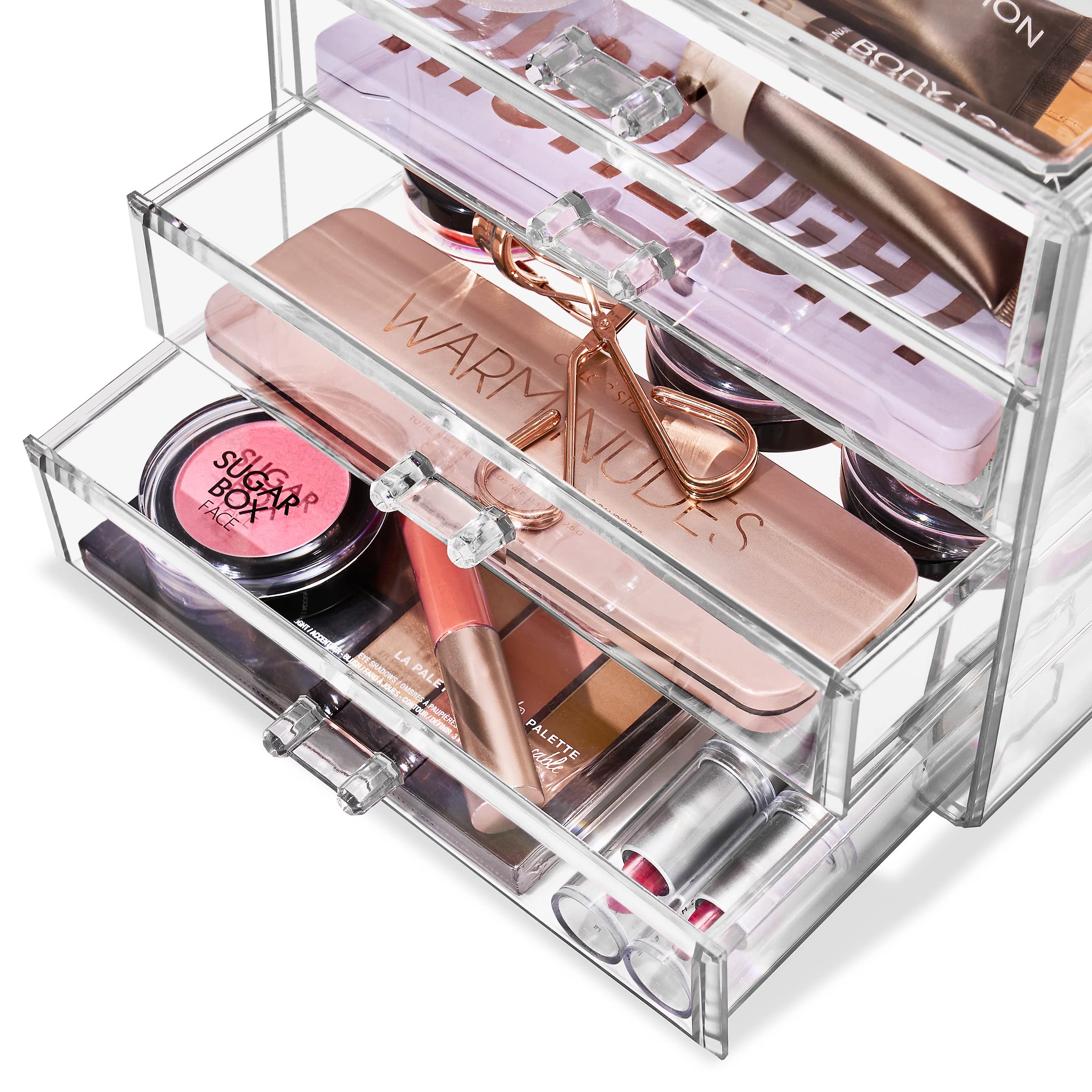 Sorbus Makeup Organizer - 4 Drawer Acrylic Make Up Organizers and Storage for Cosmetics, Jewelry, Beauty Supplies, Clear Makeup Organizer for Vanity, Girl's Room, College Dorm, Counter, Bathroom Sink
