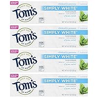 Toms Of Maine Simply White Natural Flouride Toothpaste, Clean Mint - 4.7 Oz ( Pack of 4 )