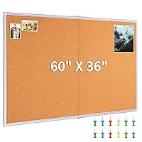Large Cork Bulletin Board 60 x 36 in, Maxtek Foldable Pin Boards for Wall, 5'x3' Silver Aluminum Framed Memo Corkboard, Noticeboard Bulletin Board for School, Home & Office Wall Display