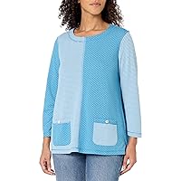 MULTIPLES Women's Three Quarters Sleeve Scoop Neck 2-Pocket Top