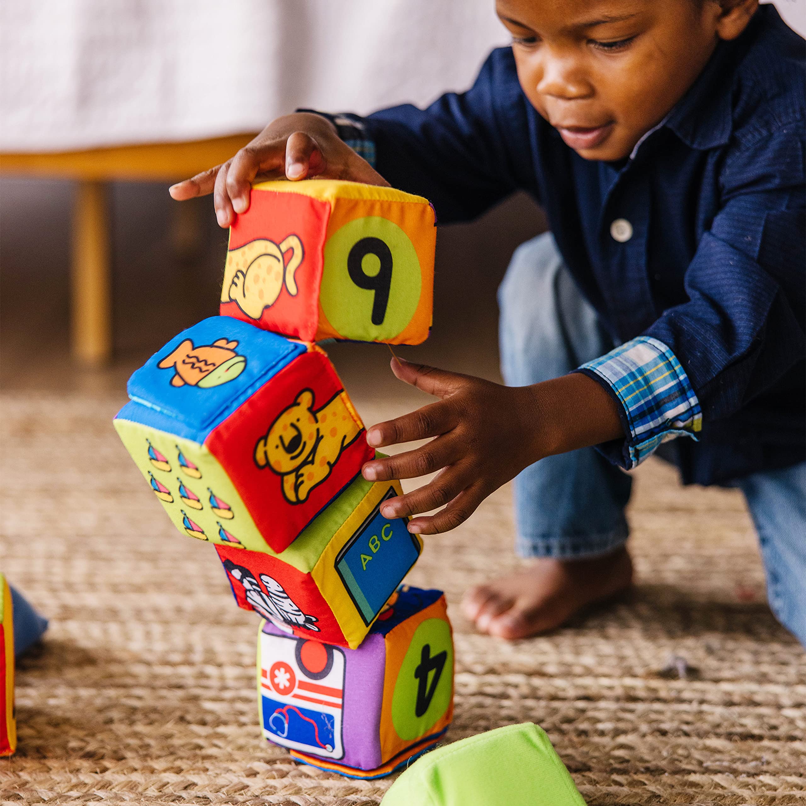 Melissa & Doug K's Kids Match and Build Soft Blocks Set For Toddlers, Building Blocks, Sensory Baby Stacking Toys