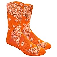 MOXY Socks Orange and White Bandana Premium Dress Crew Socks