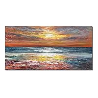 Limiyer Art Sea Sunrise Landscape Modern Abstract Oil painting Canvas Oil Painting wall art decoration 24x48 inch