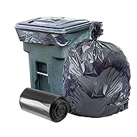 Plasticplace 95-96 Gallon Garbage Can Liners, 1.2 Mil, Black Heavy Duty Trash Bags, Rolls, 61” x 68” (50 Count)