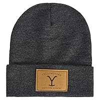 Yellowstone Dutton Ranch Beanie Hat, Winter Knit Cap with Cuff, Grey, One Size