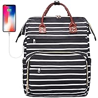 Laptop Backpack Women 17 Inch Laptop Bag for Work | Travel | Nurse | Teacher, Black Stripe
