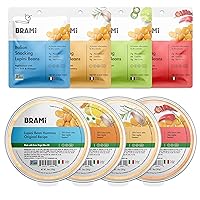 BRAMI Lupini Beans Snack, Variety 5.3oz (4 Pack) + Lupini Bean Hummus Dip & Spread, Variety 10oz (4 Pack) Bundle