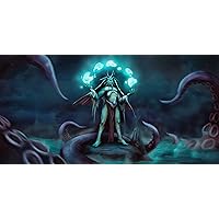 Merfolk Summoner Creature Playmat or Mouse Pad | 24 x14in | Cloth Top | Non Slip Rubber Back | Blue Sea | Compatible with Pokemon | Yu-Gi-Oh | CFV & More TCGs (Dice Masters TCG Zones)