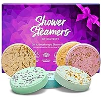 Cleverfy Shower Steamers Aromatherapy - Variety Pack of 6 Shower Bombs with Essential Oils. Self Care and Relaxation Gifts for Women and Men. Purple Set