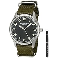 Stuhrling Original Men's 741.SET01 Aviator Stainless Steel Watch with Interchangeable Canvas Bands