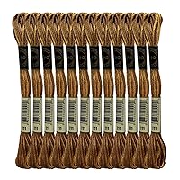 Magical Color Variegated Cross Stitch Thread Color Variations Embroidery Floss Pack, 8.7-Yard, Gold Brown, Pack of 12 Skeins