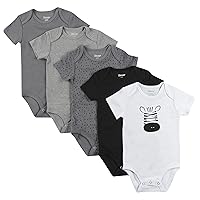 Hanes Unisex-Baby Hanes Baby Bodysuits, Ultimate Flexy Short Sleeve For Boys & Girls, 5-Pack