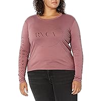 RVCA Women's Red Stitch Long Sleeve Graphic Tee Shirt