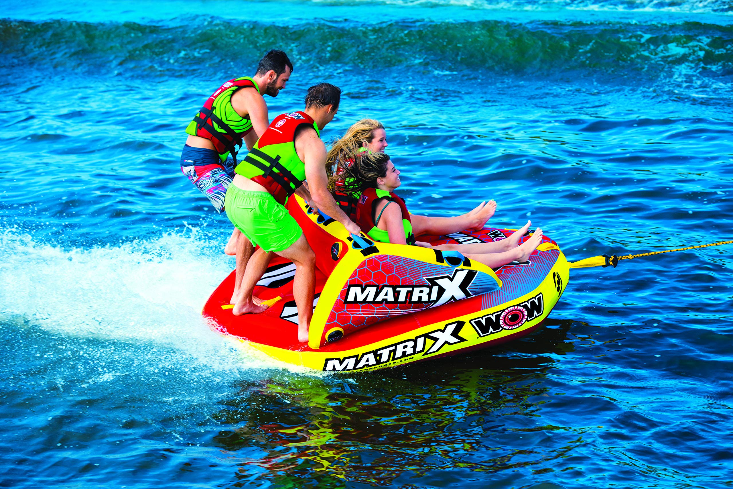 WOW World of Watersports Towable Matrix 1 2 3 or 4 Person Inflatable Towable Deck Tube for Boating, 20-1060
