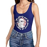 Ma Croix Womens Patriotic Racer Back Tank Top George Washington Life Liberty Independence Day Graphic Print Tee