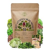 Organo Republic 18 Lettuce & Salad Greens Seeds Variety Pack 9200+ Non-GMO Heirloom Lettuce Seeds for Indoors & Outdoors Garden, Hydroponics, Aerogarden - Arugula, Kale, Spinach, Swiss Chard, Lettuce