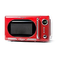 Nostalgia Retro Compact Countertop Microwave Oven - 0.7 Cu. Ft. - 700-Watts with LED Digital Display - Child Lock - Easy Clean Interior - Red