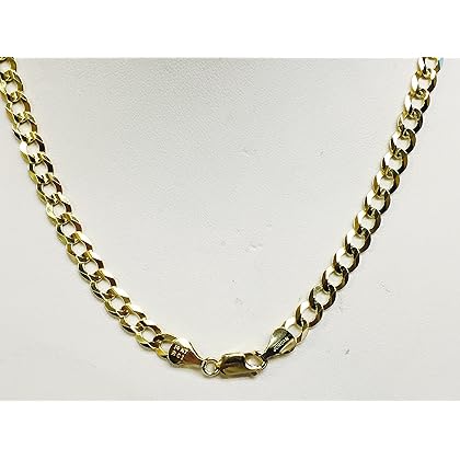 14K Solid Yellow Gold Comfort Concave Cuban Curb Link Chain Necklace 4.7 Mm Cc120 (26 Inches)