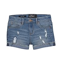 Lucky Brand Girls' Cuffed Jean Shorts, Stretch Denim with 5 pockets, Mid to High Rise Waist, Ronnie Ada, 12