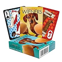AQUARIUS Wonderful Wieners Playing Cards - Cute Weiner Dog Themed Deck of Cards for Your Favorite Card Games - Weiner Dog Merchandise & Collectibles - Poker Size with Linen Finish