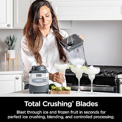 Ninja BL660 Professional Compact Smoothie & Food Processing Blender, 1100-Watts, 3 Functions -for Frozen Drinks, Smoothies, Sauces, & More, 72-oz.* Pitcher, (2) 16-oz. To-Go Cups & Spout Lids, Gray
