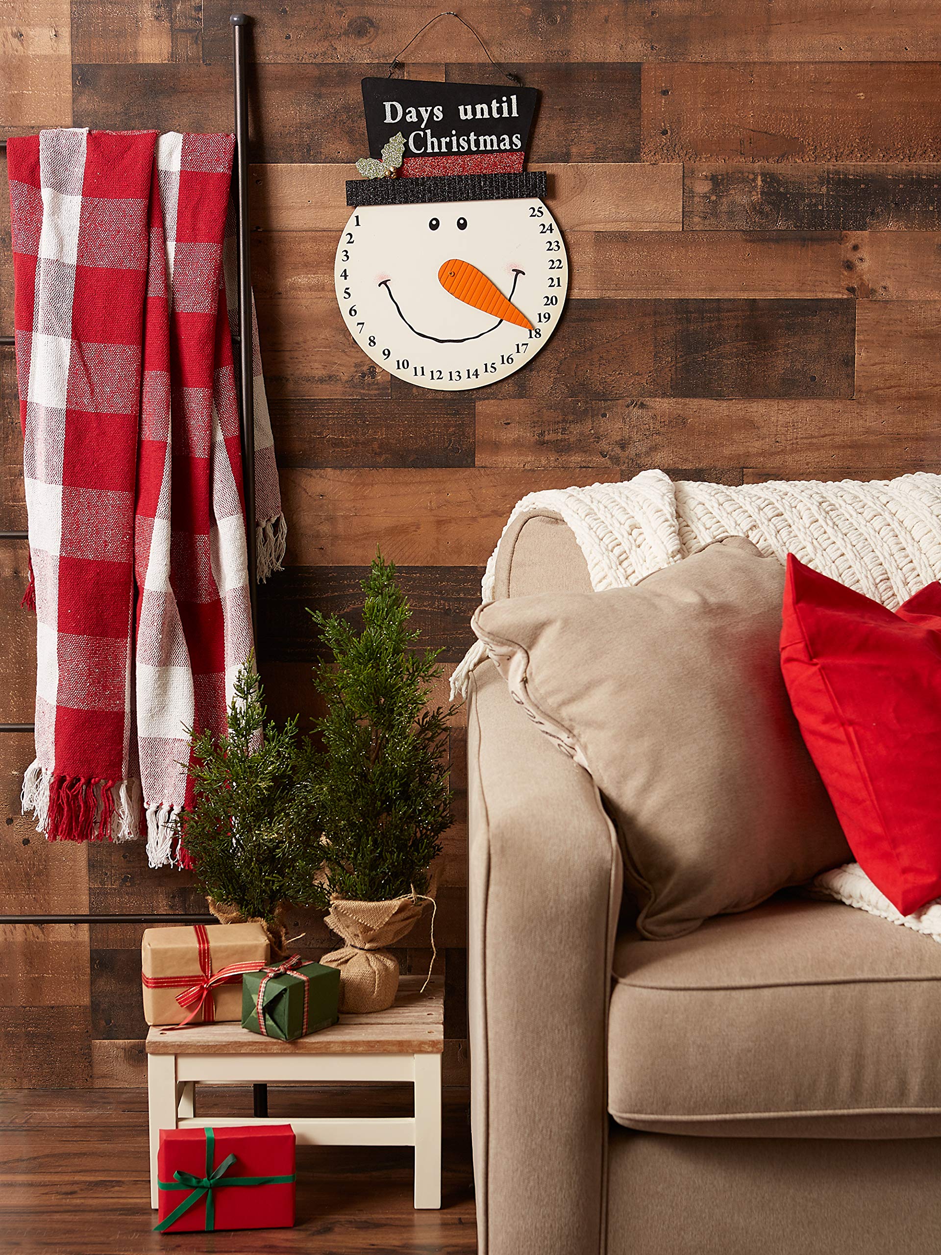 DII Christmas Advent Collection Decorative & Reusable Wooden Countdown Calendar, 16.5x12.75, Snowman Countdown