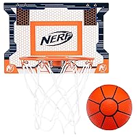 NERF Basketball Hoop Set - Pro Hoop Mini Hoop Set with Mini Basketball - Steel Rim Great for Dunking
