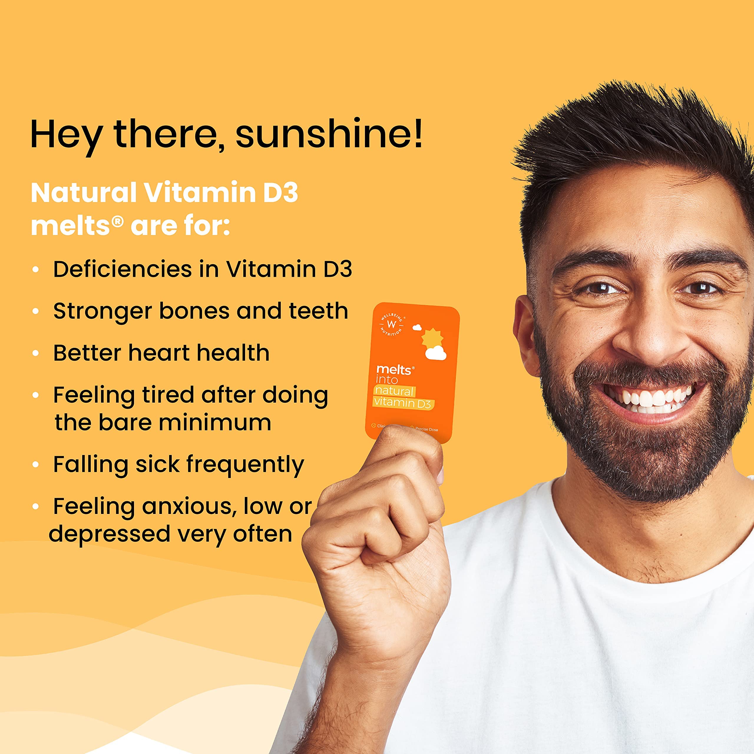 Wellbeing Nutrition Melts Natural Vitamin D3 + K2 (MK-7) with Organic Virgin Coconut Oil & Astaxanthin | Plant-Based & Vegan for Immunity, Heart, Muscle & Bone (30 Oral Strips)