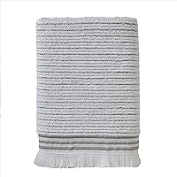 SKL Home by Saturday Knight Ltd. Subtle Stripe Bath Towel,White/Grey 28x54