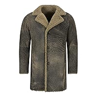 Men Sheepskin Coat Classic Real Leather Trench Reefer Bane Warm Coat 2K320