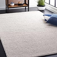 SAFAVIEH Natura Collection Area Rug - 8' x 10', Ivory & Beige, Handmade Farmhouse Boho Wool, Ideal for High Traffic Areas in Living Room, Bedroom (NAT220B)