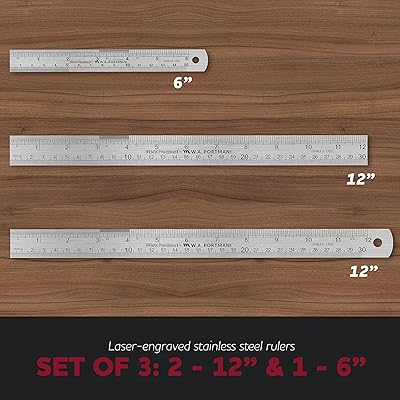Breman Precision 3 Pack Metal Ruler Set - 1 6 Inch Ruler & 2 12 Inch Metal  Rulers - Metal Straight Edge Ruler Set - Metal Ruler 12 Inch & 6 Inch -  Inches & Millimeter Ruler - Precision Ruler Set 