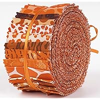 Soimoi 40Pcs Animals Print Cotton Precut Fabrics for Quilting Craft Strips 2.5x42inches Jelly Roll - Orange