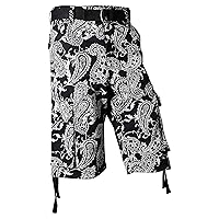 Hat and Beyond Mens Paisley Cargo Shorts Heavyweight Big and Tall Multi Pocket Outdoor Twill Shorts Belt