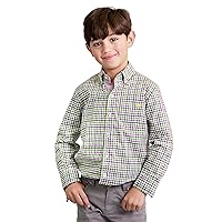 Toddler Boys' Purple Green Plaid Check Dress Shirt - 100% Pima Cotton