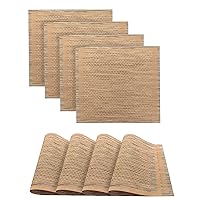 Geneva Woven Textilene Crossweave Waterproof Kitchen Table Dining Room Table Placemat 15x15 Set of 4 in Champagne