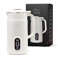 Milky Machine Automatic Nut Milk Maker, Homemade Dairy Free Cold or Hot Almond, Oat, Coconut, Soy, or Plant Based Milks, Boil and Blend One to Two Servings, Modern Sleek Design, Easy to Use, White