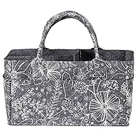 Sammy & Lou Collapsible Floral Felt Storage Caddy, Divided Design To Keep Diapers, Wipes And Changing Items Organized, Two Handles, 12 in x 6 in x 8 in