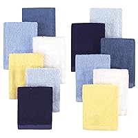 Hudson Baby Unisex Baby Rayon from Bamboo Woven Washcloths 12pk, Blue Yellow, One Size
