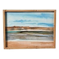 Creative Co-Op Abstract Watercolor Landscape Print with Rustic Wood Frame