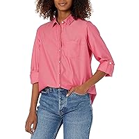 Foxcroft Women's Charlie Long Sleeve with Roll Tab Solid Pinpoint Blouse