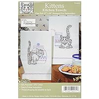 Tobin Stamped Kitchen Towels for Embroidery, Kittens 17 x30
