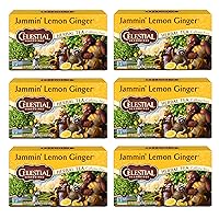 Celestial Seasonings Jammin' Lemon Ginger Herbal Tea, Caffeine Free, 20 Tea Bags Box, (Pack of 6)