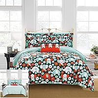 Chic Home Reprise 8 Piece Reversible Comforter Cute Elephant Friends Youth Design Bed in a Bag-Sheet Set Decorative Pillow Shams Included, Full, Multi Color