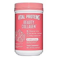 Vital Proteins Beauty Collagen (Strawberry Lemon, Canister) - 120mg of Hyaluronic Acid and 15g of Collagen Per Serving