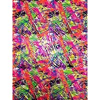 Colorful Paint Splash w/Zebra Holographic Foil on Stretch Nylon Spandex by The Yard