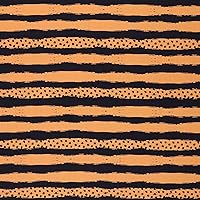 Mook Fabrics Cotton Vintage Pumpkin Stripe, Black & Orange 15 Yard Bolt