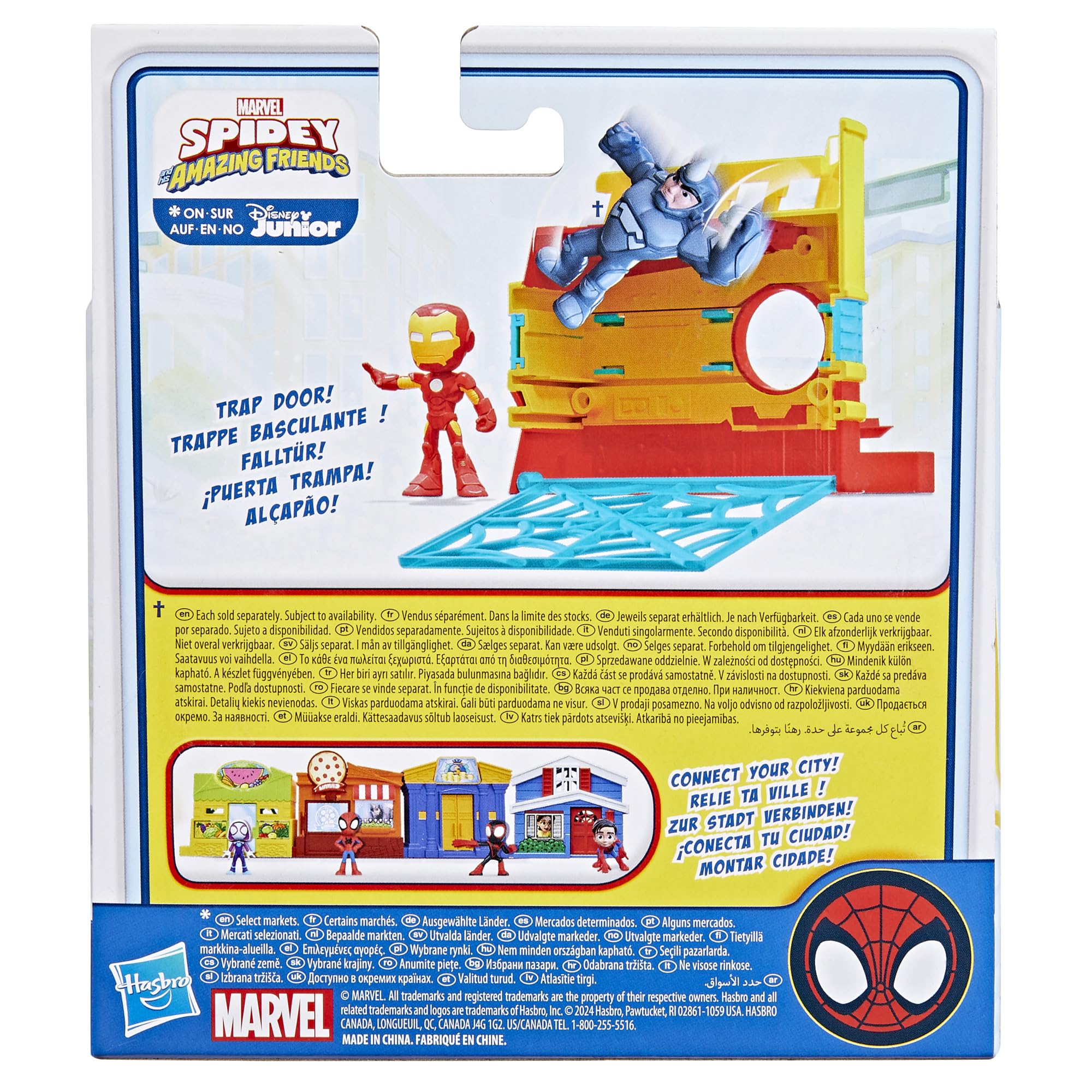 Spidey and His Amazing Friends City Blocks Stark Tower Playset with Action Figure, Marvel Super Hero Toys for Kids 3 and Up