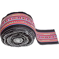 Lisu Lahu Thailand Hill Tribe Folded Fabric Crafted Fabric Ribbon Roll, 6 inch x 1 Yard, Black Red